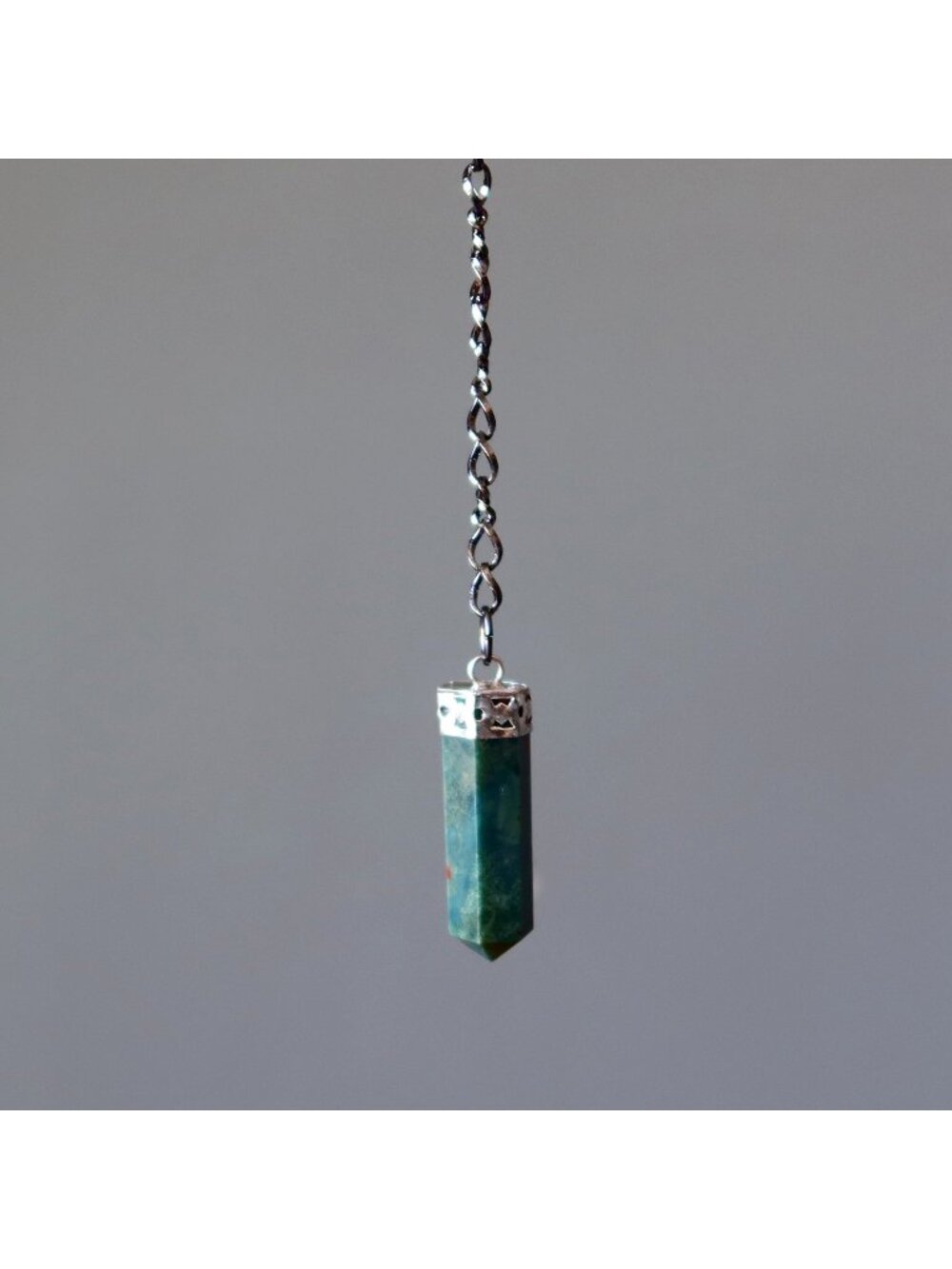 Bloodstone Necklace Pendulum On the Go Point Gunmetal Chain Healing Crystal Gift